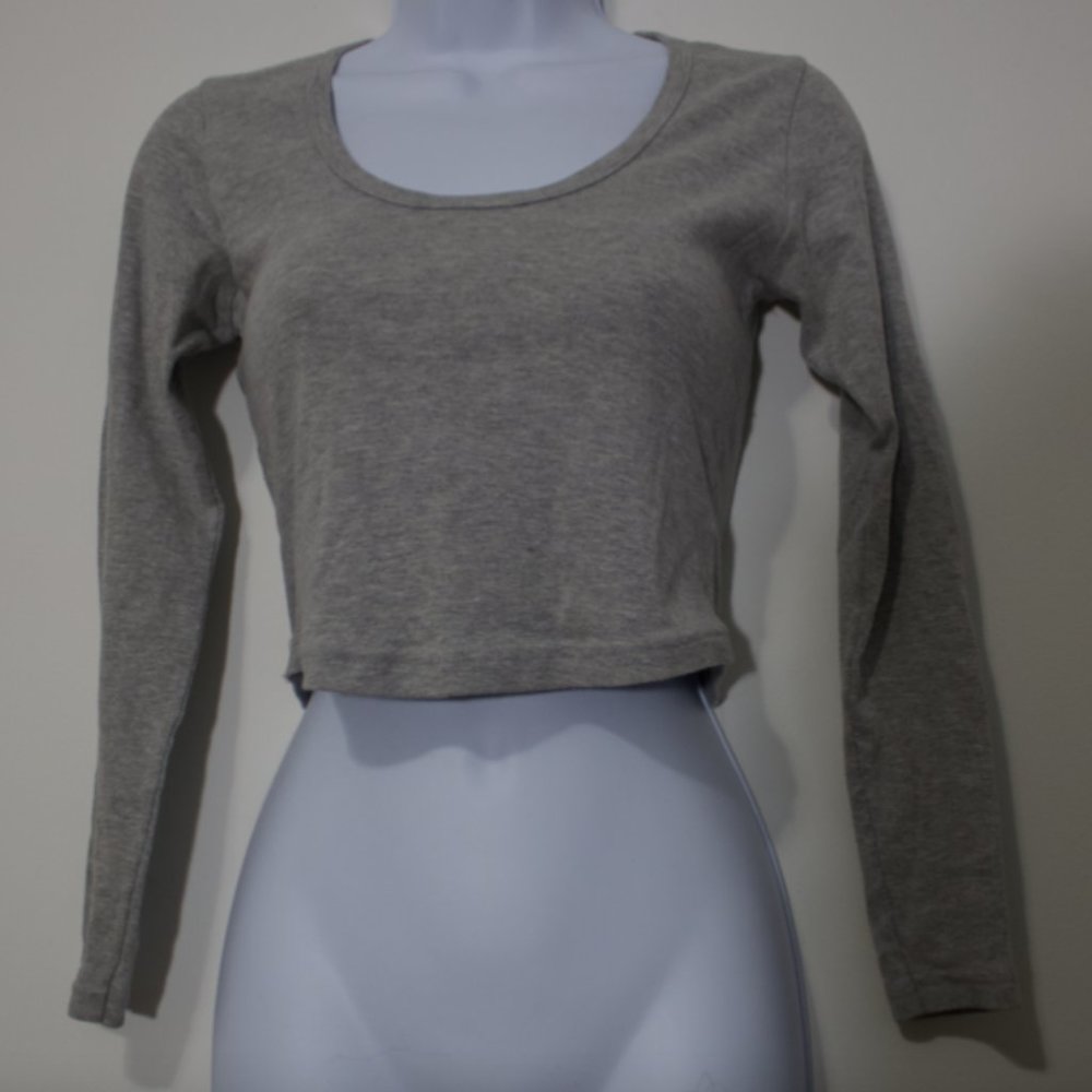 American Apparel Gray Mixed Long Sleeves Crop Tee